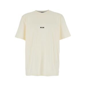 Msgm Men White T-Shirt With Lettering Logo On The Front In Cotton Man